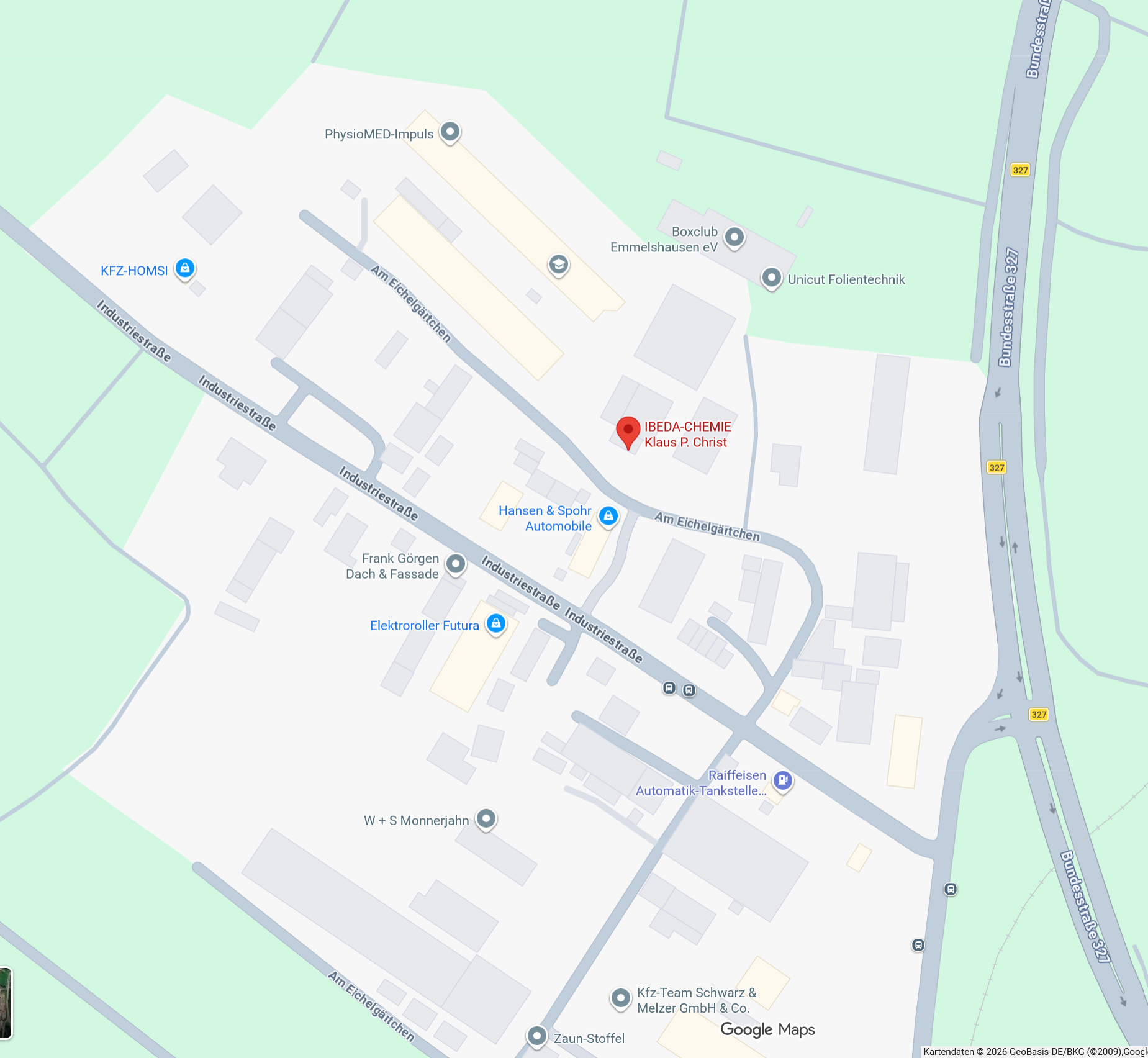 Kartenansicht: Anfahrt zur IBEDA-CHEMIE, Am Eichelgärtchen 32 in Halsenbach