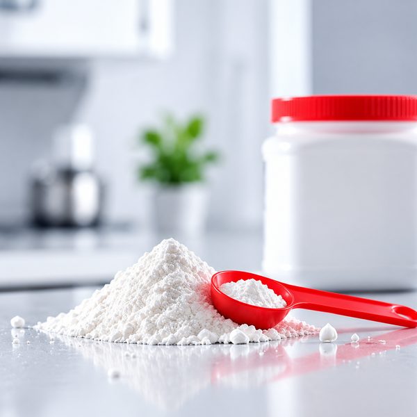 Pulverförmiger Rohstoff mit Dosierlöffel