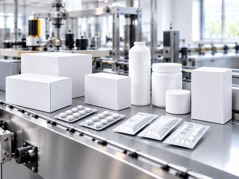 Faltschachteln, Flaschen, Dosen, Blister und Flowpacks auf der Verpackungslinie